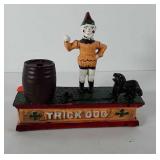 Cast iron trick dog coin bank, 6.5" x 7.5"