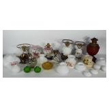 Vintage Glass lamp pieces and parts. Bases,