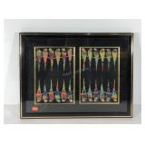 Needlework, parrots on a branch, signed JL,