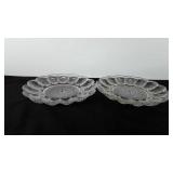 Two glass deviled egg trays