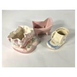 New baby vase planters, includes a pink Haeger