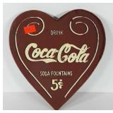 Advertising,  wooden Coca-Cola heart sign, 11x12