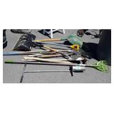 Tool Group, scoops, shovels, bulb planter, rake,