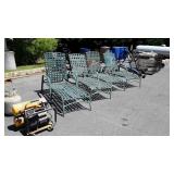 Set of 4 Outdoor Poolside Chaise Lounges, green