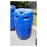 Blue poly 55 gallon Barrel with caps good usable