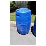 Blue poly 55 gallon Barrel with caps good usable