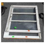 Two Wood framed window sashes, 23x27, 24x31"