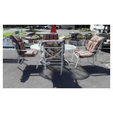 Outdoor Table Set, 6pcs, 5ft long oval glass top