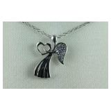 Sterling silver necklace with angel 18in