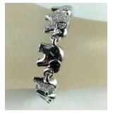Sterling silver CZ elephant bracelet 8in