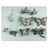 Butterfly theme jewelry, necklace, brooches, and
