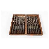Irwin auger drill bit set in wooden box
