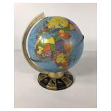 Ohio Art metal zodiac base globe, stands 12" tall