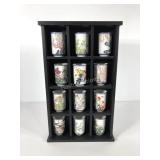 Japanese porcelain cups, twelve in Display case,