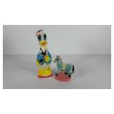 Two chalkware statues, Donald Duck stands 13"