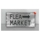 Galvanized metal Flea Market sign. Measures 8x16
