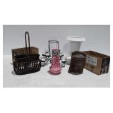 Decor lot: vases, candle / vase centerpiece,