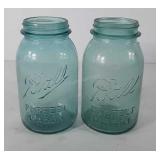 Two blue ball perfect Mason jars