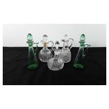 Five glass cruets