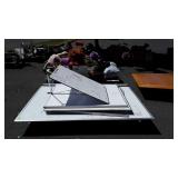 5 dry erase boards and a cork board