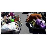 Group of four large stuffed animals including a