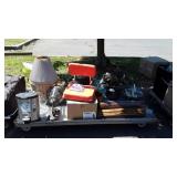 Lamp shade, baskets, bamboo shades, candlesticks,