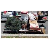 Christmas decor including Christmas tree stand,