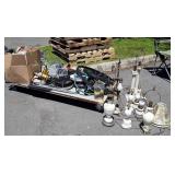 Sets of lamps and shades, placemats, bottles oh,