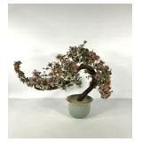 Asian style glass jade bonsai tree, stands 20"