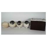 4 mid century metal globe lights, each