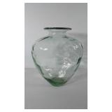 Green textured glass heart shaped coin bank,