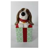 Pioneer woman dog in present cookie jar, 10.5"