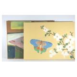 Two large paintings on canvas, dogwood &