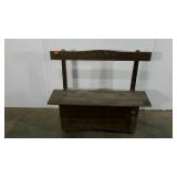 Rustic hand crafted bench with storage