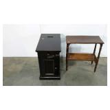 End table with electrical port and small book