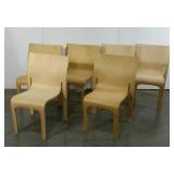 Set of 6 handcrafted bent plywood dining chairs,