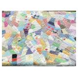Quilt, lightweight machine stitched crazy quilt,