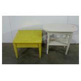 Two small tables, painted, both need cleaned,