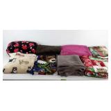 Group of fleece blankets, dogs, Christmas,