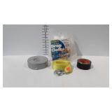 Plastic drop clothes, tape, and emergency tow