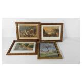 Four early prints, Currier & Ives 15x12 and Fritz