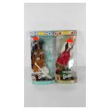 Two Barbie dolls, Native American and Swedish,