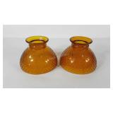 Amber glass lamp shades, measurements shown