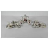 Rose design china youth size tea set, six cups