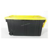 Sterilite tote with handle and wheels, 21 x 35 x