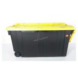 Sterilite tote with handle and wheels, 21 x 35 x