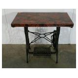 Sewing table with covered top