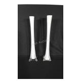 Pair of white art glass vases. Each stands over