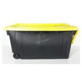 Sterilite tote with handle and wheels, 21 x 35 x