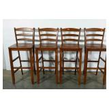 Set of four ladderback barstools. 30" seat
